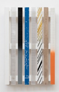 tiziano martini untitled, 2012, wooden pallet, nails, acrylic paint, plexiglass, chipboard, formica, adhesive film, found materials, dispersion glue, spray paint, cm 120x80x14